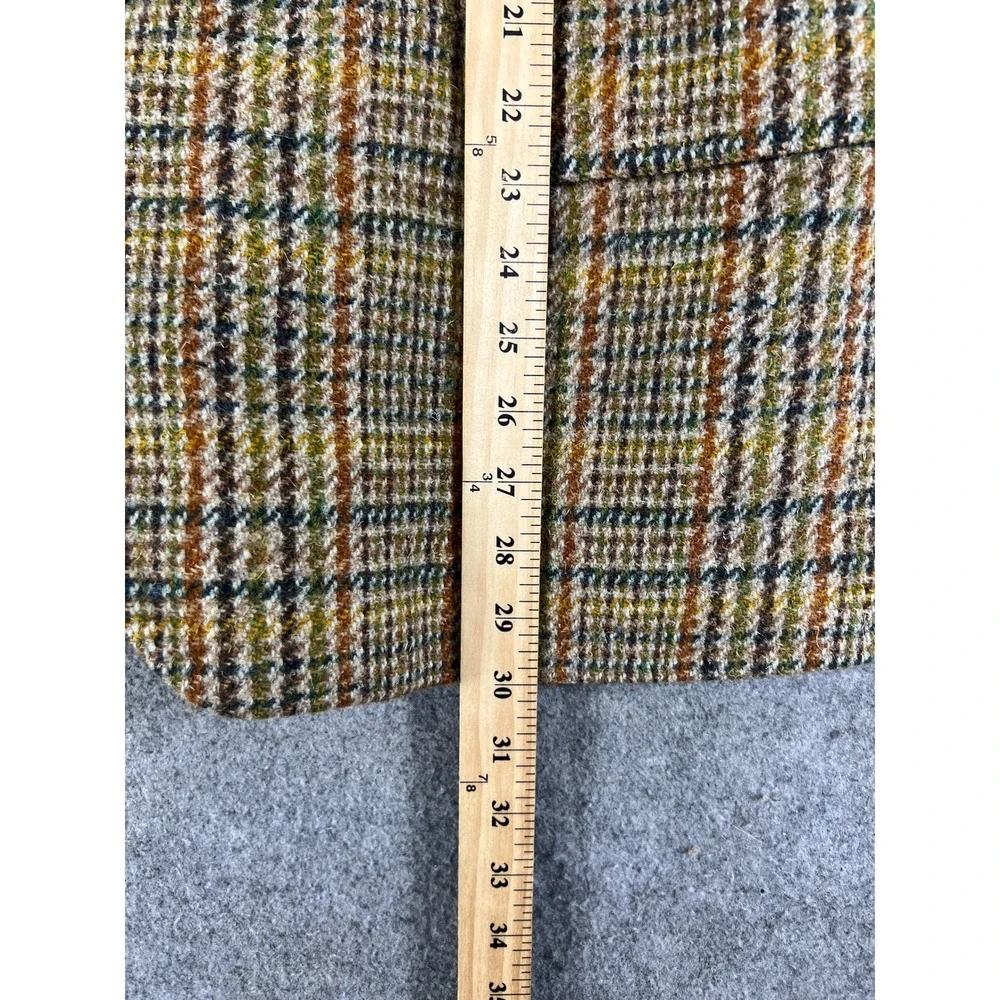 VTG 60s Harris Tweed Blazer Jacket Mens 40 Brown Plaid Lined Workwear Outdoor